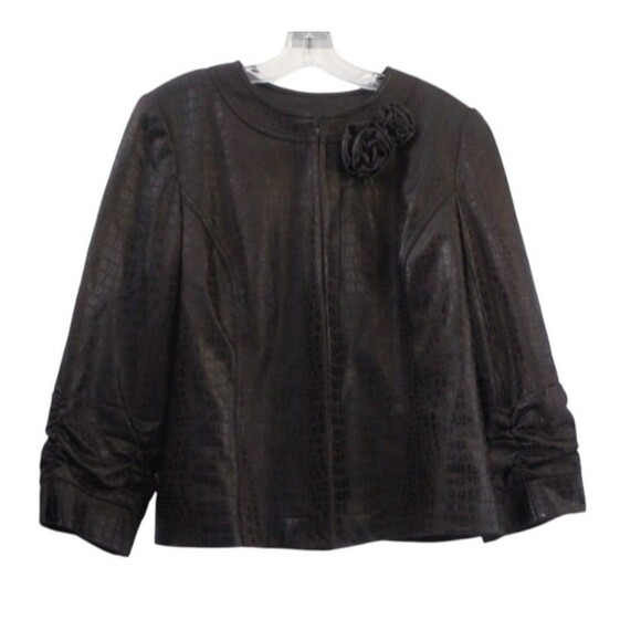 Women's Anthracite Faux Croc Jacket Sz. 14 - Picture 2 of 9